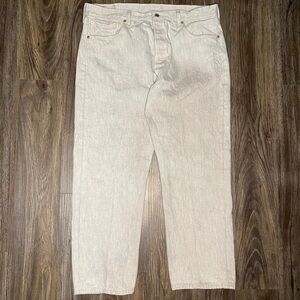 VTG Levi 501 Cream Beige Baggy Denim Jeans Size 40/30
